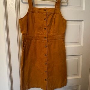 J. Crew Factory Mustard Button-Front Corduroy Mini Dress